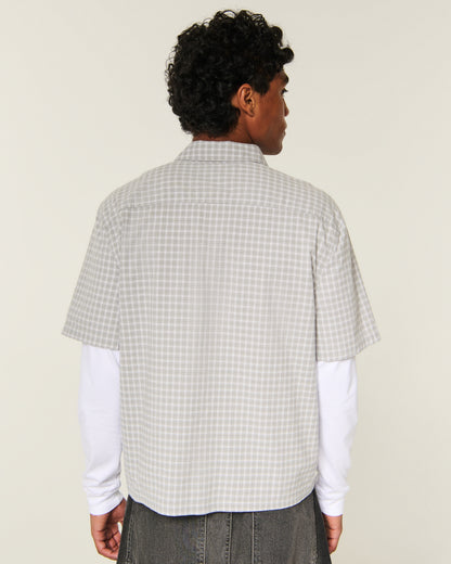 Hollister Boxy Button-Through Layered 2-in-1 Shirt