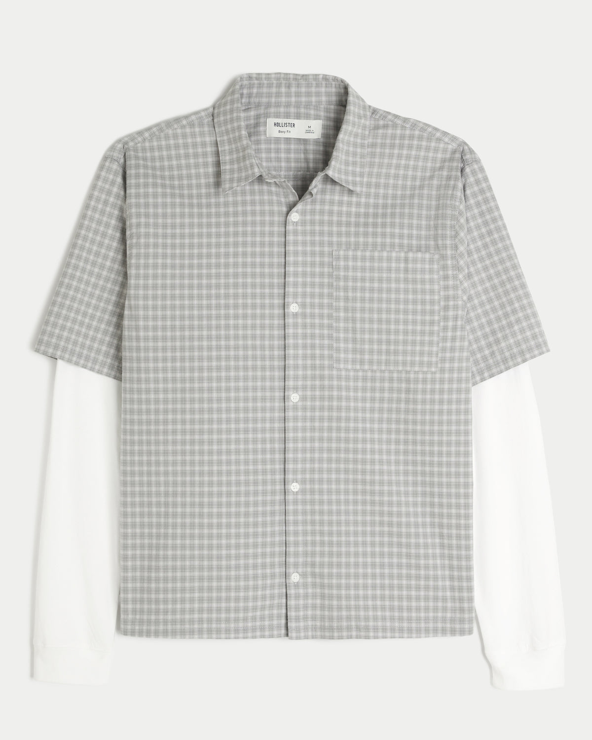 Hollister Boxy Button-Through Layered 2-in-1 Shirt