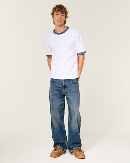 Hollister Low-Rise Logo Embroidery Baggy Jeans (Length 30)