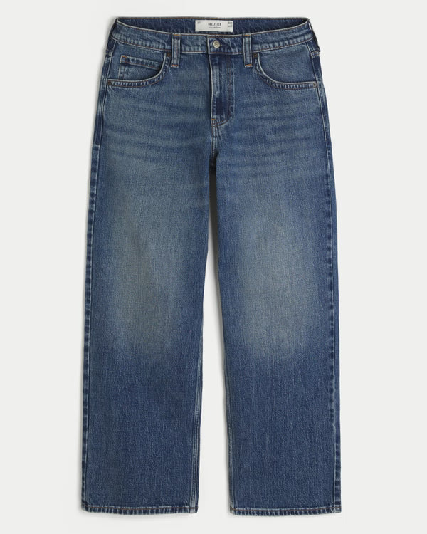 Hollister Low-Rise Logo Embroidery Baggy Jeans (Length 32)