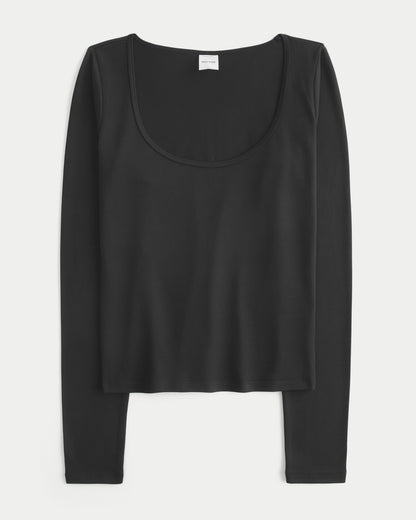 Hollister Long-Sleeve Soft Seamless Fabric Scoop T-Shirt