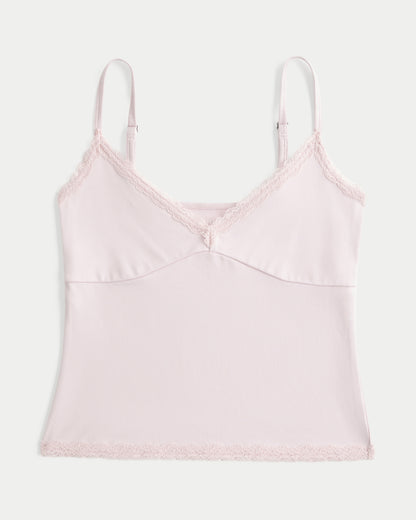 Hollister Smooth Seamless Fabric Lace Trim Cami