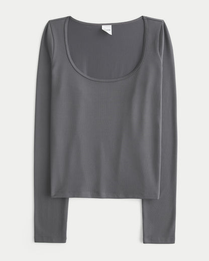 Hollister Long-Sleeve Soft Seamless Fabric Scoop T-Shirt