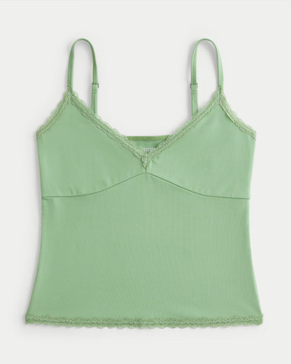 Hollister Smooth Seamless Fabric Lace Trim Cami