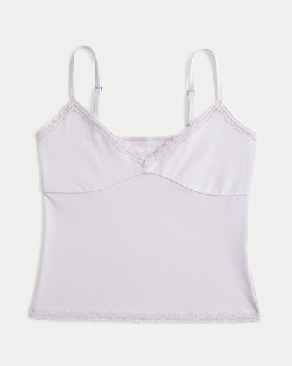 Hollister Smooth Seamless Fabric Lace Trim Cami