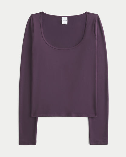 Hollister Long-Sleeve Soft Seamless Fabric Scoop T-Shirt