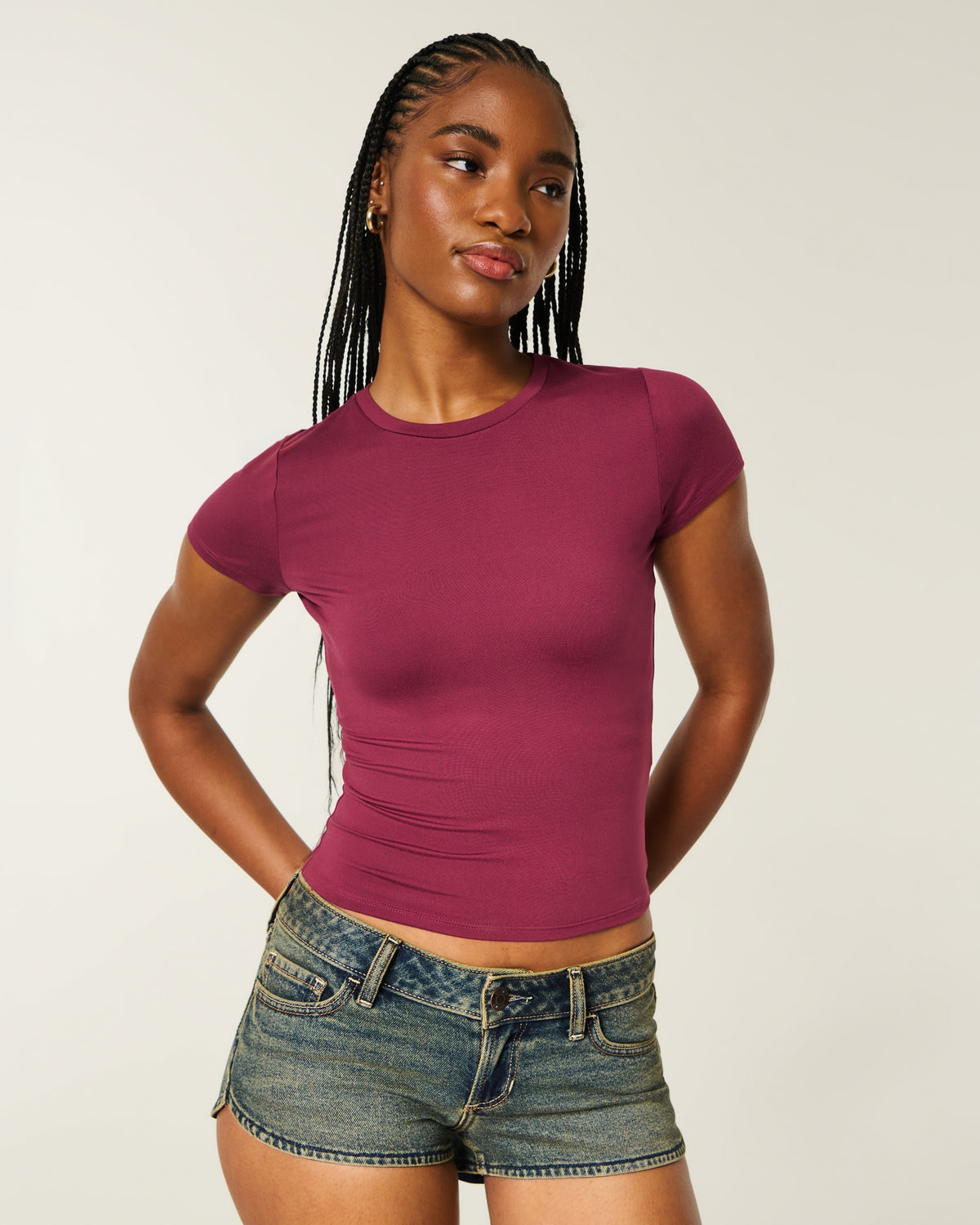 Hollister Smooth Seamless Fabric Crew Baby Tee
