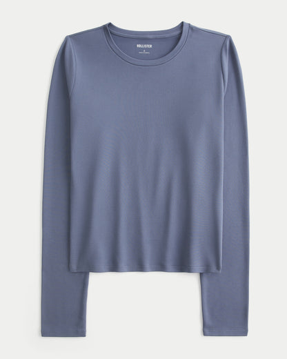 Hollister Long-Sleeve Seamless Fabric Crew Baby Tee