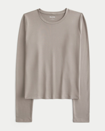 Hollister Long-Sleeve Seamless Fabric Crew Baby Tee