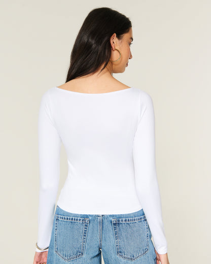 Hollister Soft Stretch Seamless Fabric Slash-Neck Top