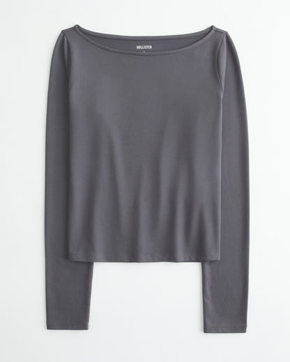 Hollister Soft Stretch Seamless Fabric Slash-Neck Top