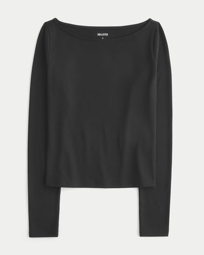Hollister Soft Stretch Seamless Fabric Slash-Neck Top