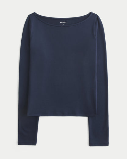 Hollister Soft Stretch Seamless Fabric Slash-Neck Top