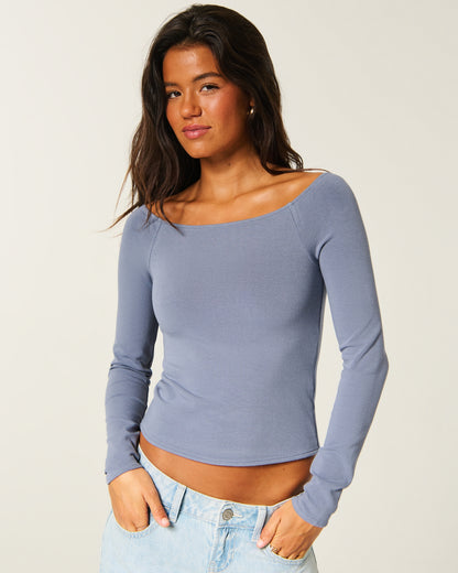 Hollister Long-Sleeve Off-the-Shoulder T-Shirt
