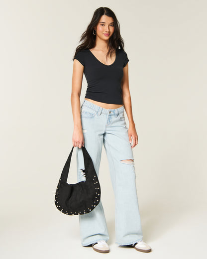 Hollister Must-Have Basic Reversible V-Neck / Slash-Neck T-Shirt