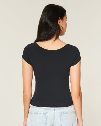 Hollister Must-Have Basic Reversible V-Neck / Slash-Neck T-Shirt