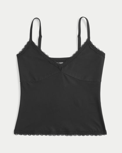 Hollister Smooth Seamless Fabric Lace Trim Cami