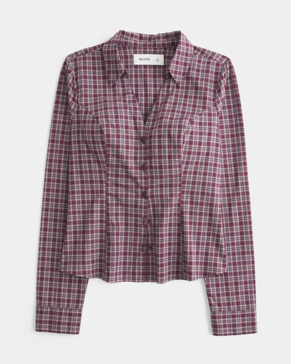 Hollister Hollister Ciara Long-Sleeve Satin Tie Shirt