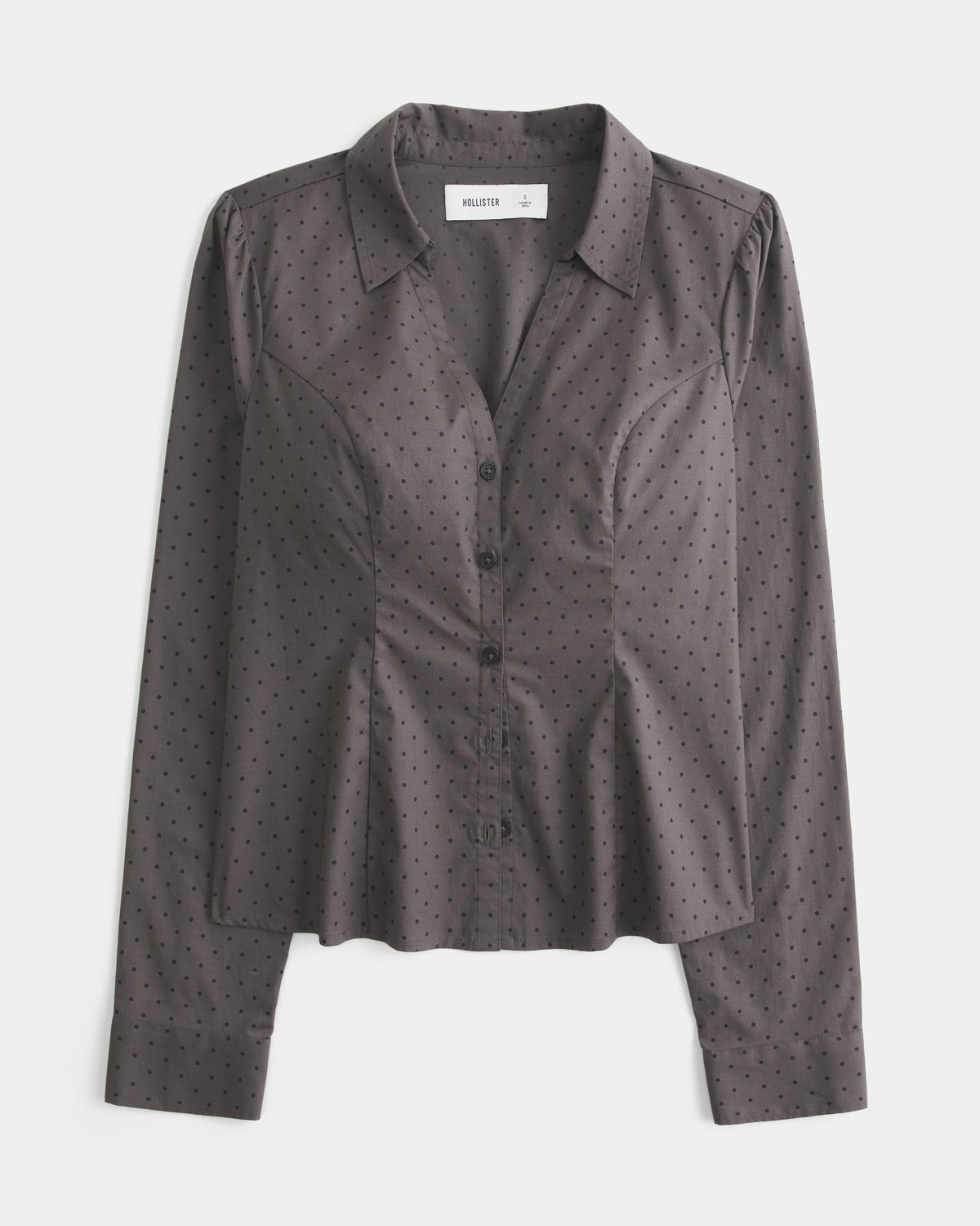 Hollister Hollister Ciara Long-Sleeve Satin Tie Shirt