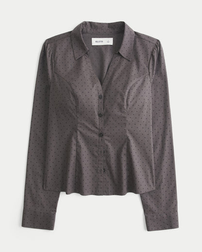 Hollister Hollister Ciara Long-Sleeve Satin Tie Shirt