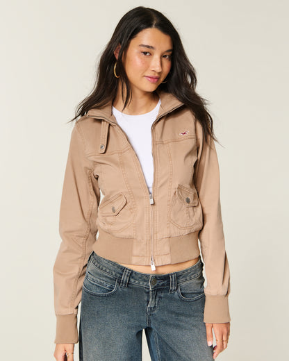 Hollister Twill Zip-Up Jacket