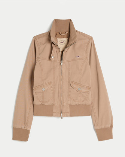 Hollister Twill Zip-Up Jacket