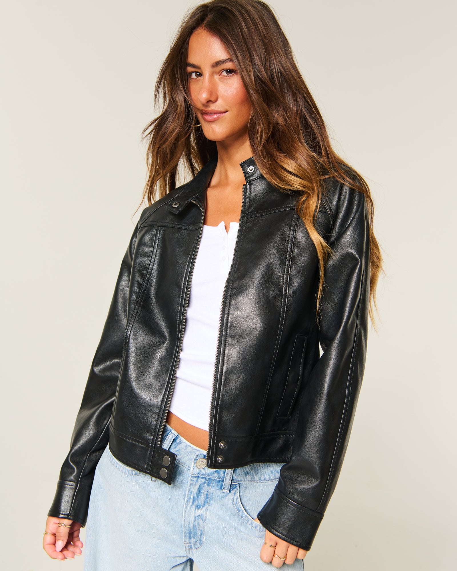 Hollister Faux Leather Moto Jacket