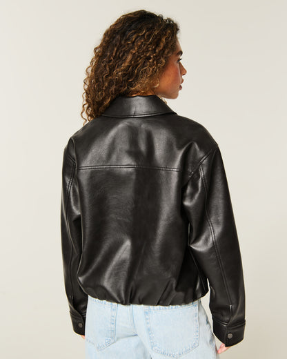 Hollister Faux Leather Bubble Bomber Jacket