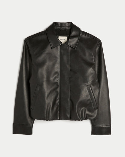Hollister Faux Leather Bubble Bomber Jacket