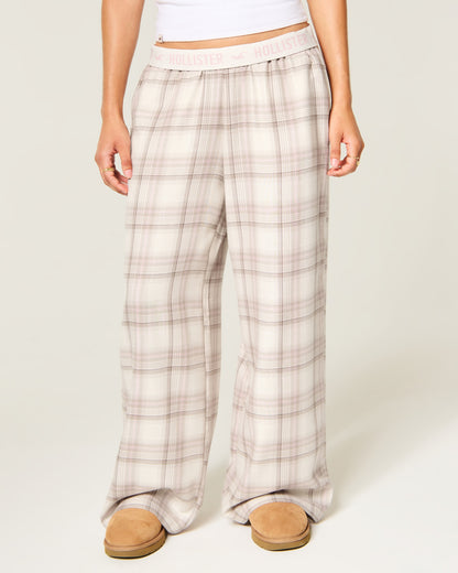 Hollister Low-Rise Logo Waist Flannel Pants