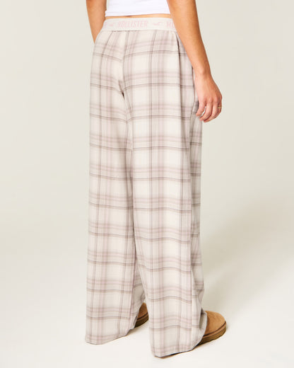 Hollister Low-Rise Logo Waist Flannel Pants
