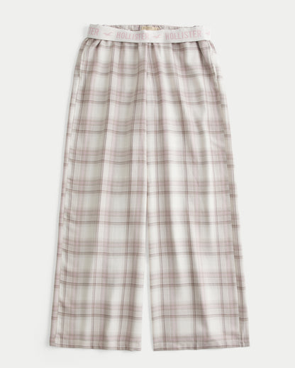 Hollister Low-Rise Logo Waist Flannel Pants