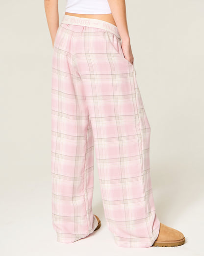 Hollister Low-Rise Logo Waist Flannel Pants
