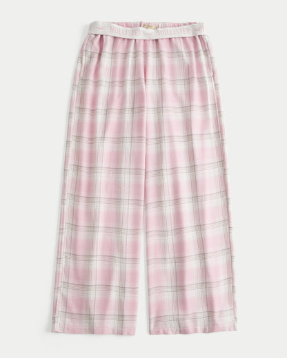 Hollister Low-Rise Logo Waist Flannel Pants