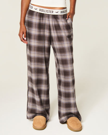 Hollister Low-Rise Logo Waist Flannel Pants