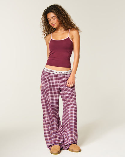 Hollister Low-Rise Logo Waist Flannel Pants