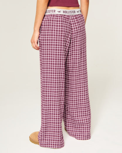 Hollister Low-Rise Logo Waist Flannel Pants