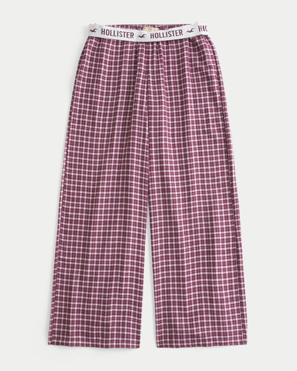Hollister Low-Rise Logo Waist Flannel Pants