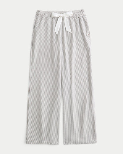 Hollister Satin Tie Flannel Wide-Leg Pants