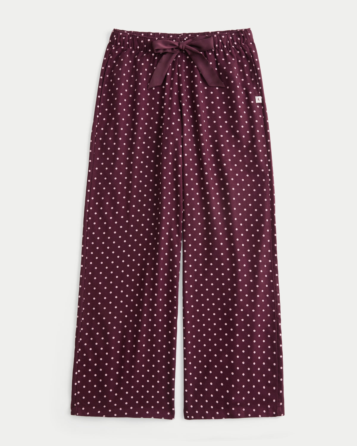 Hollister Satin Tie Flannel Wide-Leg Pants