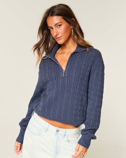 Hollister Easy Cable-Knit Half-Zip Sweater