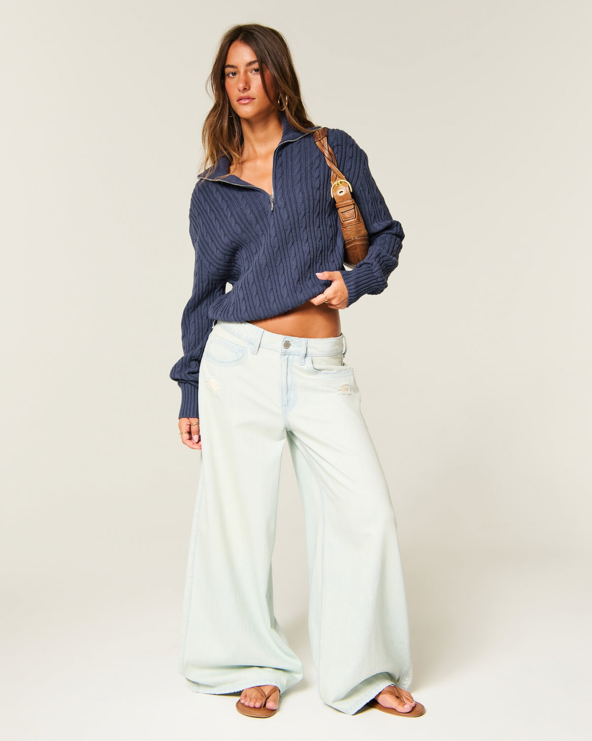 Hollister Easy Cable-Knit Half-Zip Sweater
