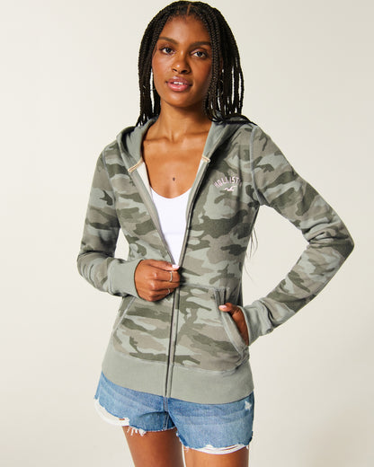 Hollister Hollister Feel Good Logo Camo Full-Zip
