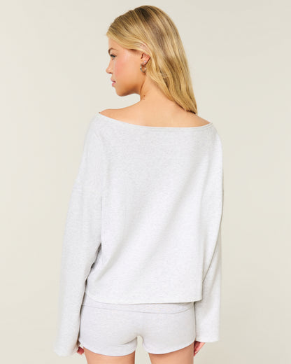 Hollister Easy Off-the-Shoulder Leopard Print Terry Sweatshirt