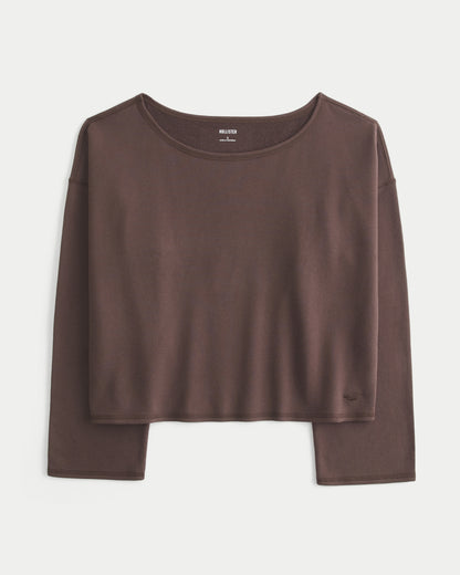 Hollister Easy Off-the-Shoulder Leopard Print Terry Sweatshirt