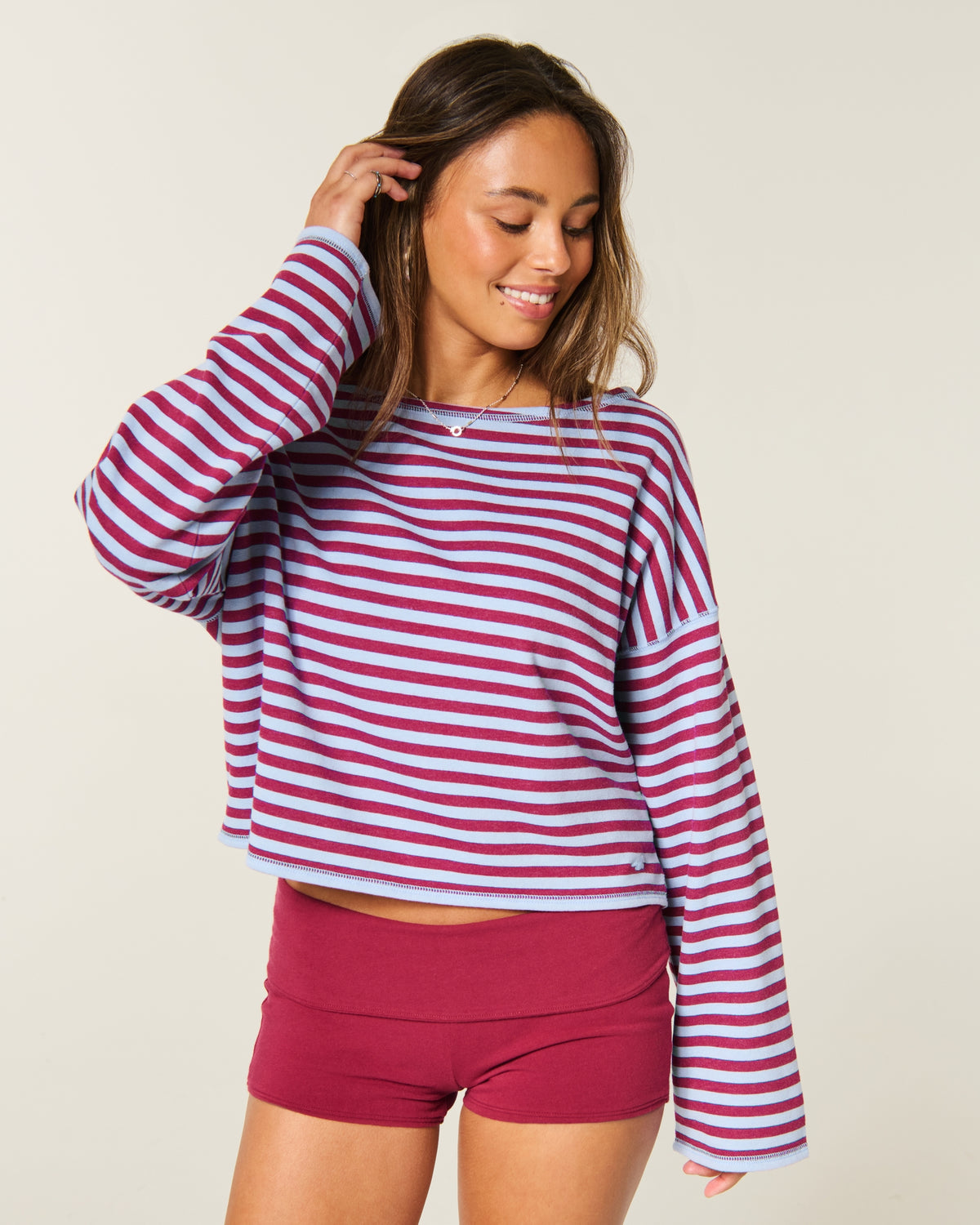 Hollister Easy Off-the-Shoulder Leopard Print Terry Sweatshirt