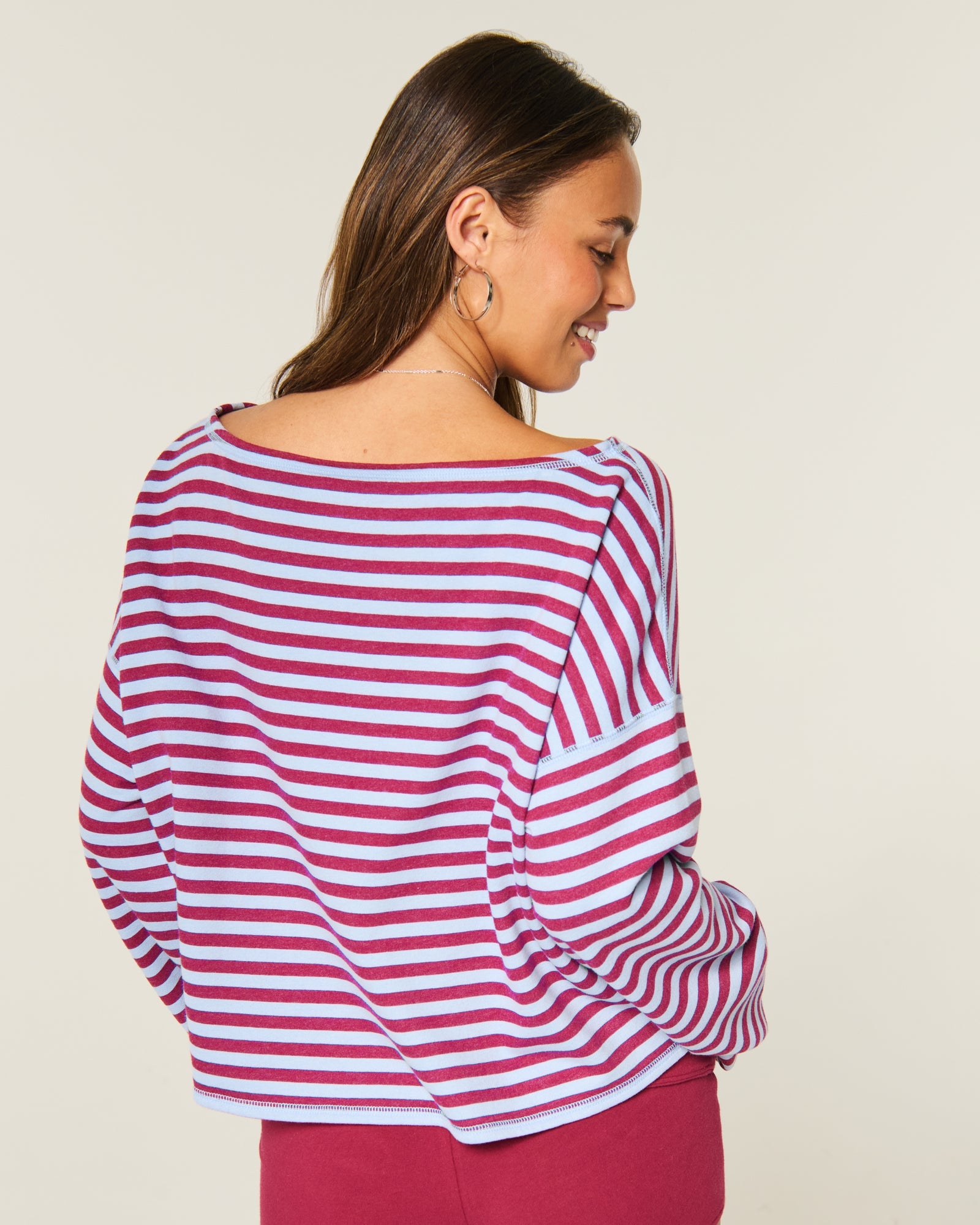 Hollister Easy Off-the-Shoulder Leopard Print Terry Sweatshirt
