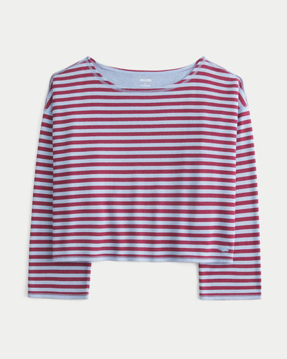 Hollister Easy Off-the-Shoulder Leopard Print Terry Sweatshirt