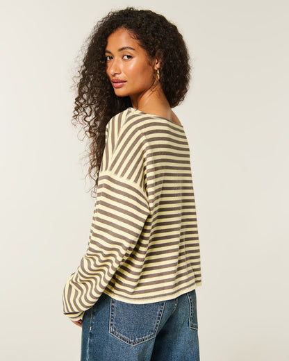 Hollister Easy Off-the-Shoulder Leopard Print Terry Sweatshirt