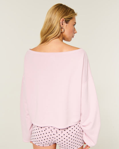 Hollister Easy Off-the-Shoulder Leopard Print Terry Sweatshirt